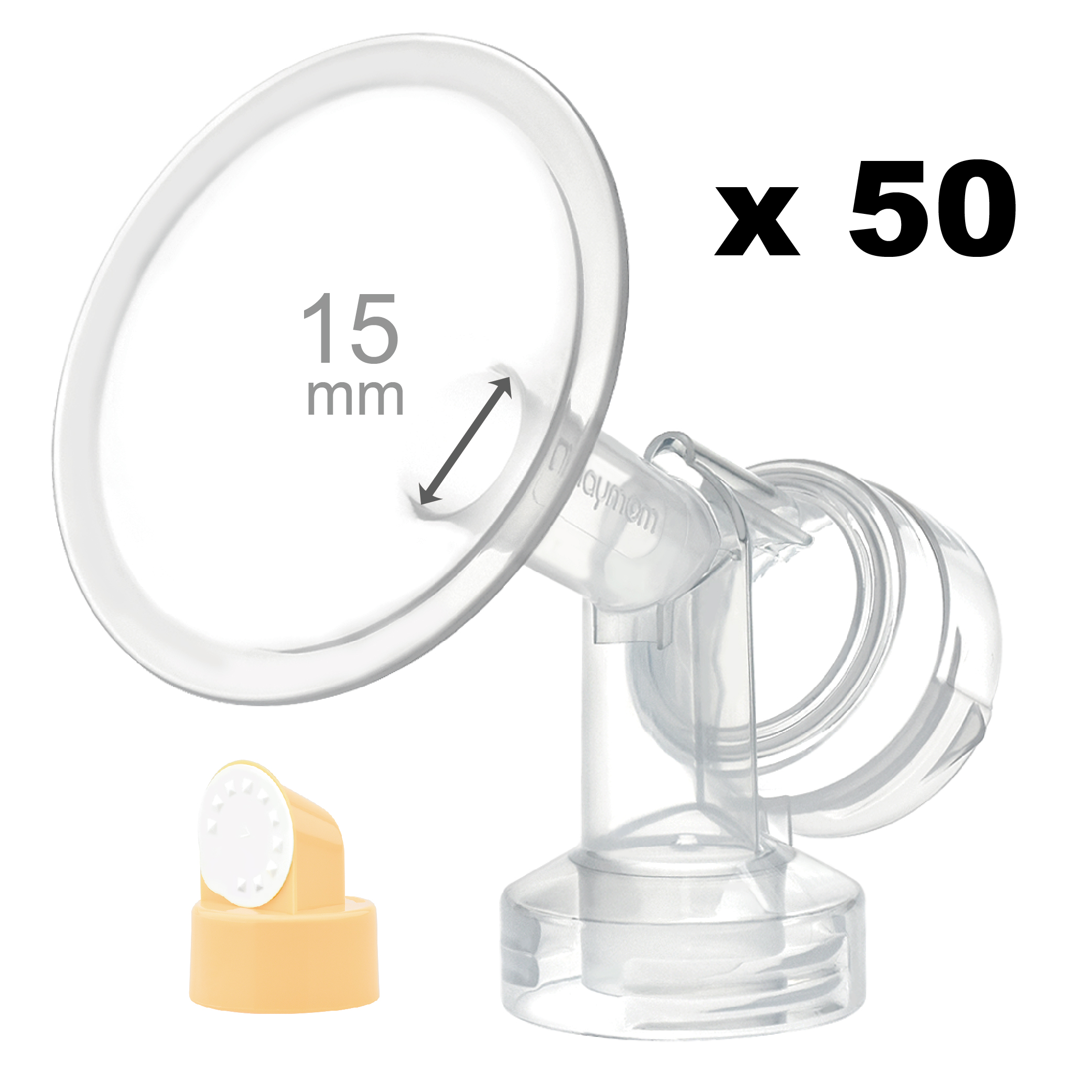 (image for) Breastshield (flange) with valve/membrane for Medela, 15 mm, 50 pc; Narrow (Standard) Bottle Neck